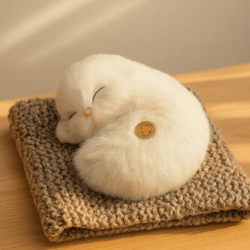 Sleeping Cat Plush Toy with Sound